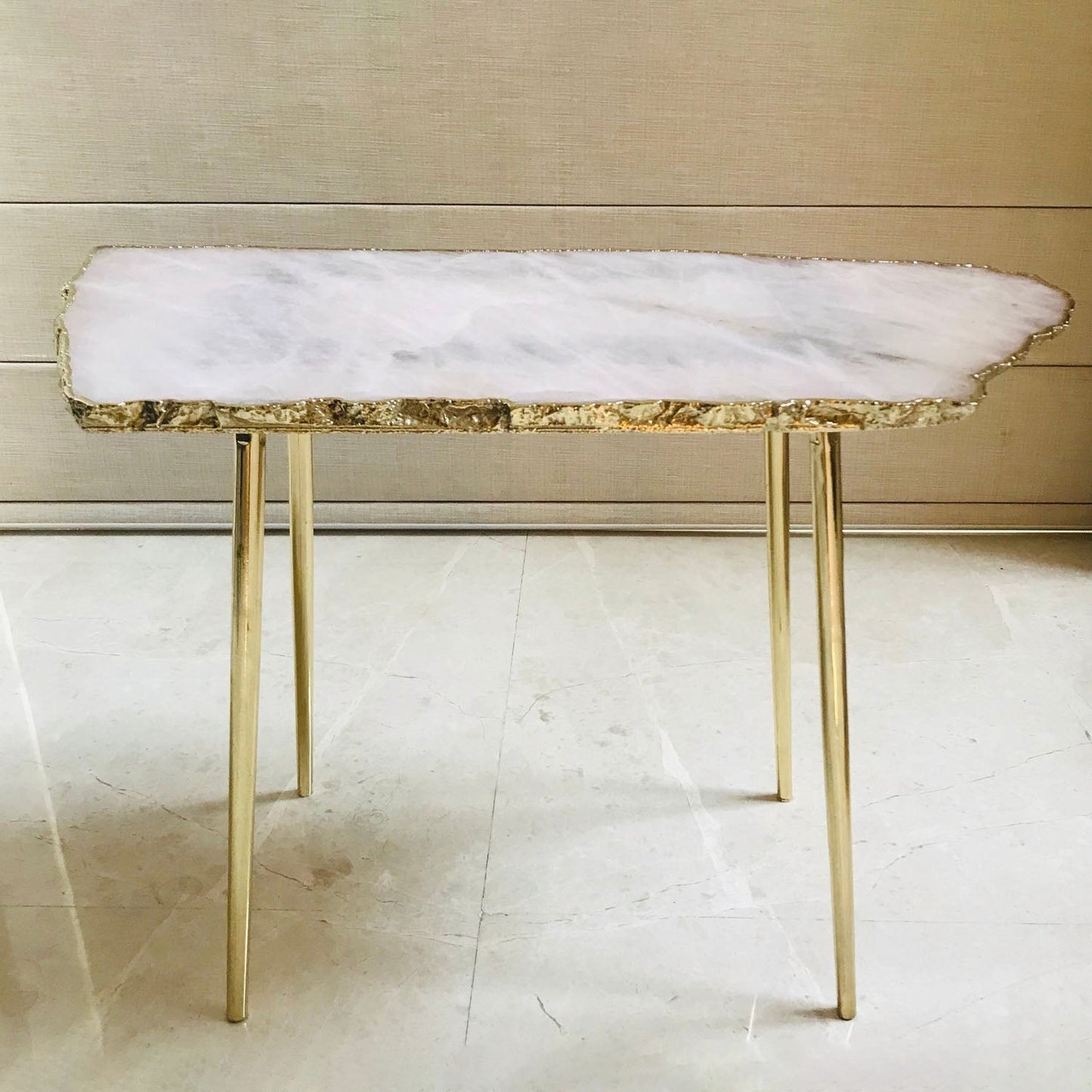 Large Rose Quartz Agate/Single Piece/Crystal/Gemstone/Quartz Organic Edge Side/Coffee Table