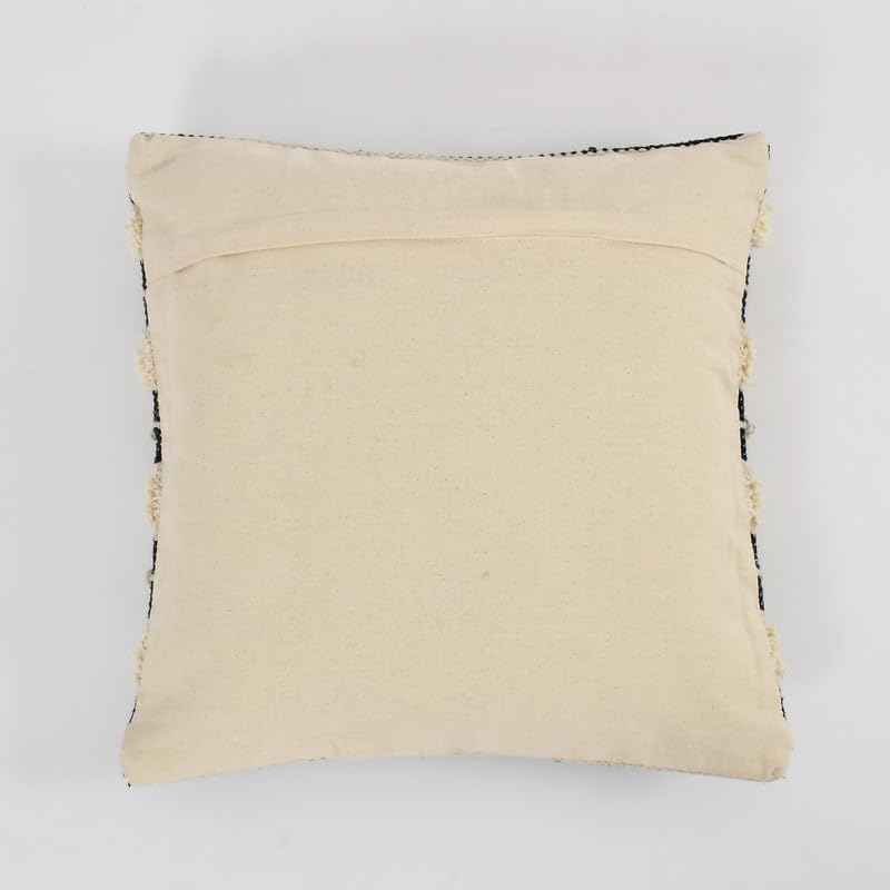Black & White Striped Cushion Cover | Textured Cotton | 40x40cm | Modern Home Decor-3