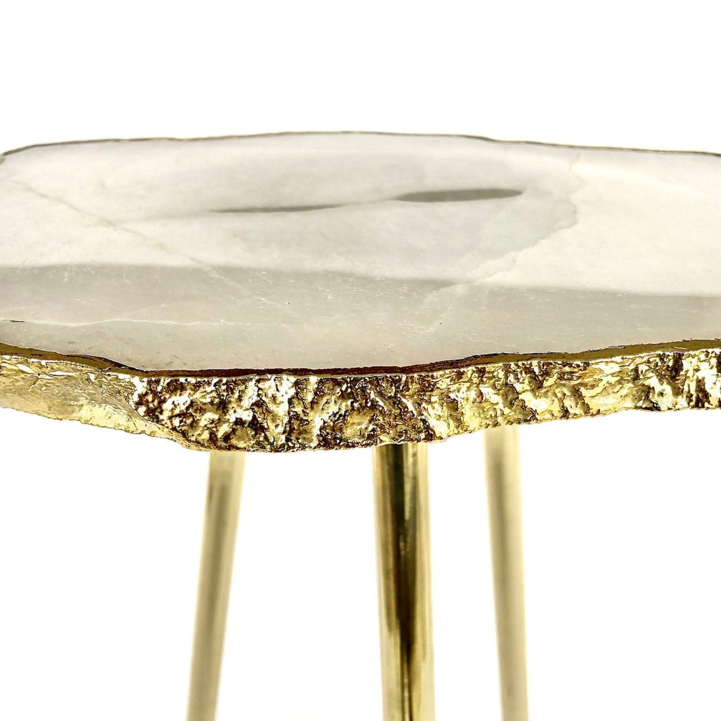 Ágata blanca pequeña/Pieza única/Cristal/Piedra preciosa/Cuarzo con borde orgánico para mesa/bebida/lado