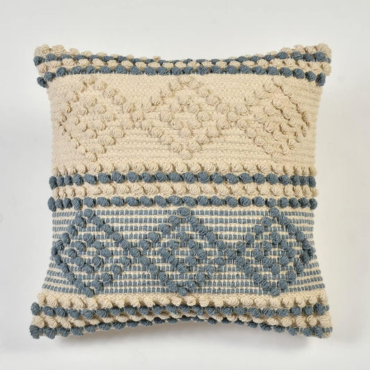 Handmade Blue Diamond Cotton Cushion Cover 16x16-1