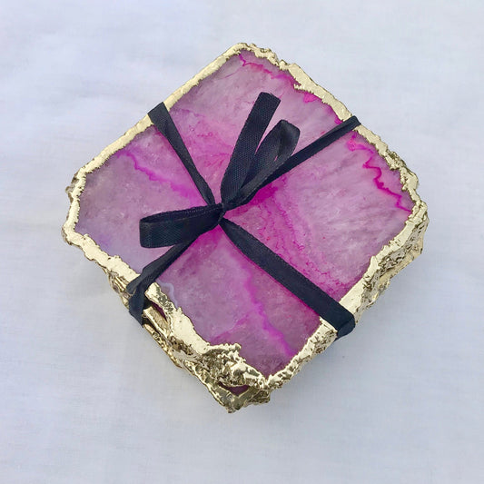 Pink Agate - Set of 4 Large Coasters/Personalised Momentos