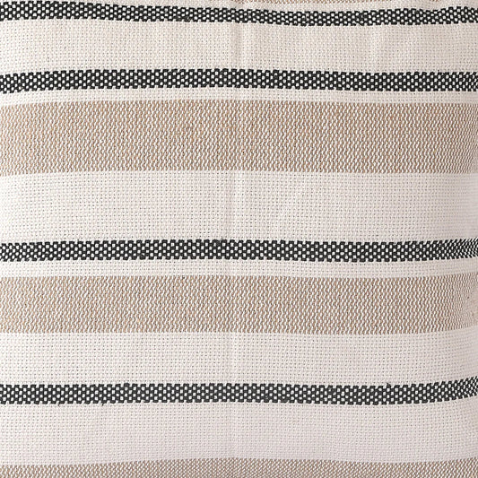 Beige Striped Cushion Cover | 45x45cm | Hand Stitched Cotton | Modern Home Decor-1