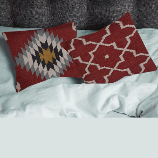 Kilim Handwoven Wine Berry Cushion Cover-0