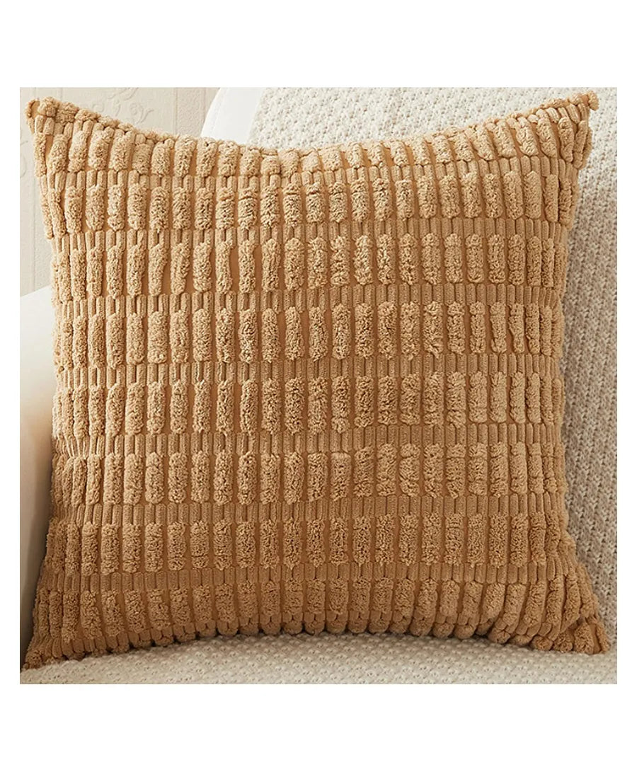 Light Brown Corduroy Cushion Cover | 45x45cm | Soft Plush Cotton Velvet-0
