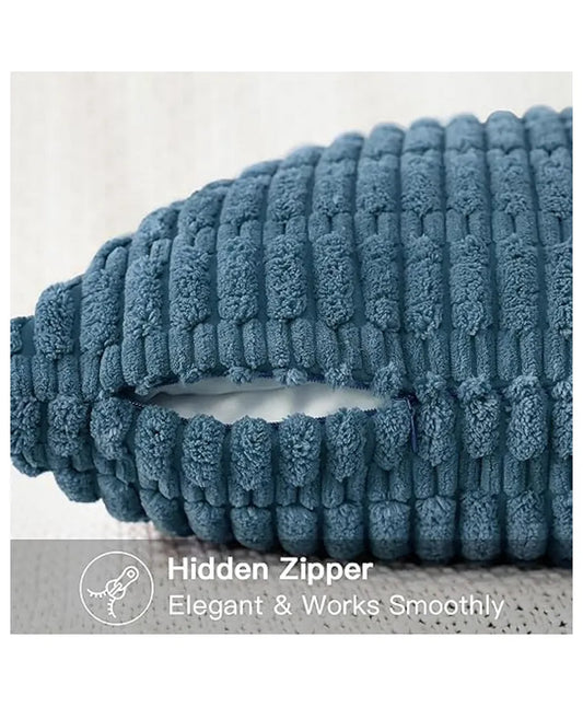 Blue Corduroy Cushion Cover | 45x45cm | Soft Plush Cotton Velvet-1