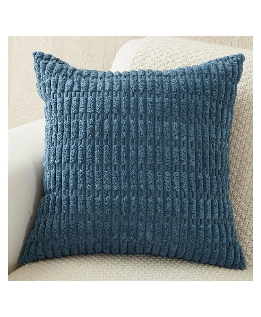Blue Corduroy Cushion Cover | 45x45cm | Soft Plush Cotton Velvet-0