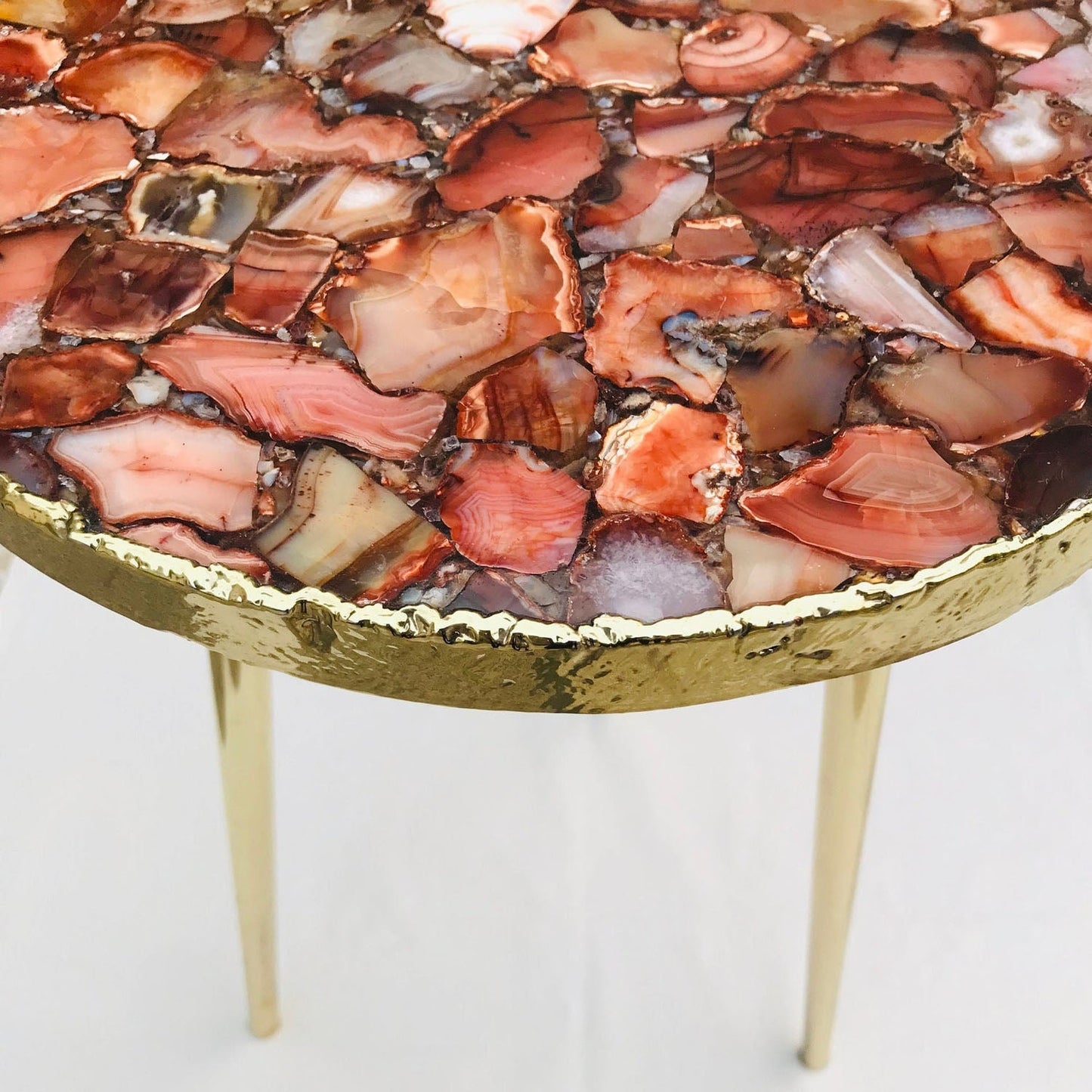Red Agate Round Edge Side/Coffee Table
