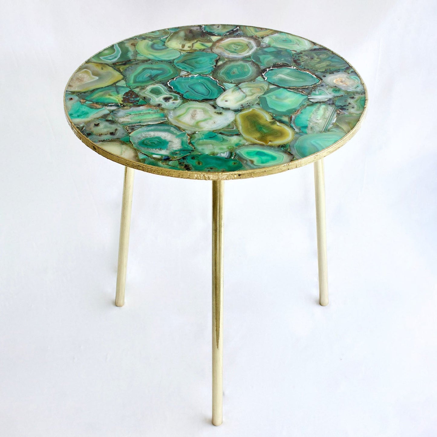 Light Green Agate Round Coffee/Side Table