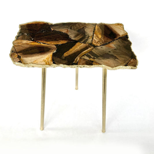 Brown Agate Gemstone Quartz Table