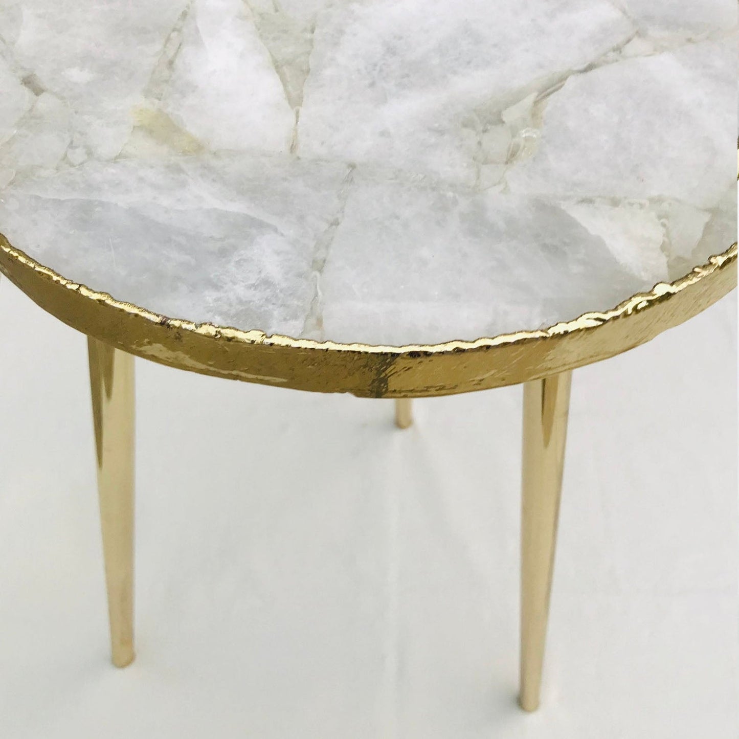 White Agate Round Edge Side/Coffee Table