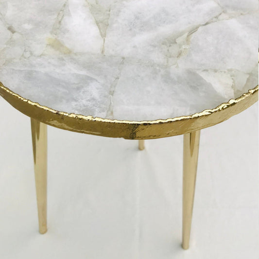 White Agate Round Edge Side/Coffee Table