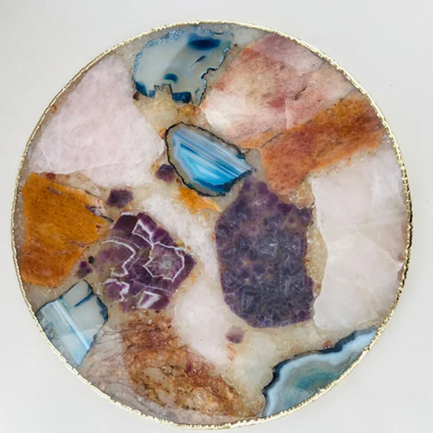 Large Multicolored 12" Diameter Agate Platter/Tray/Personalised Momentos/Sign Boards