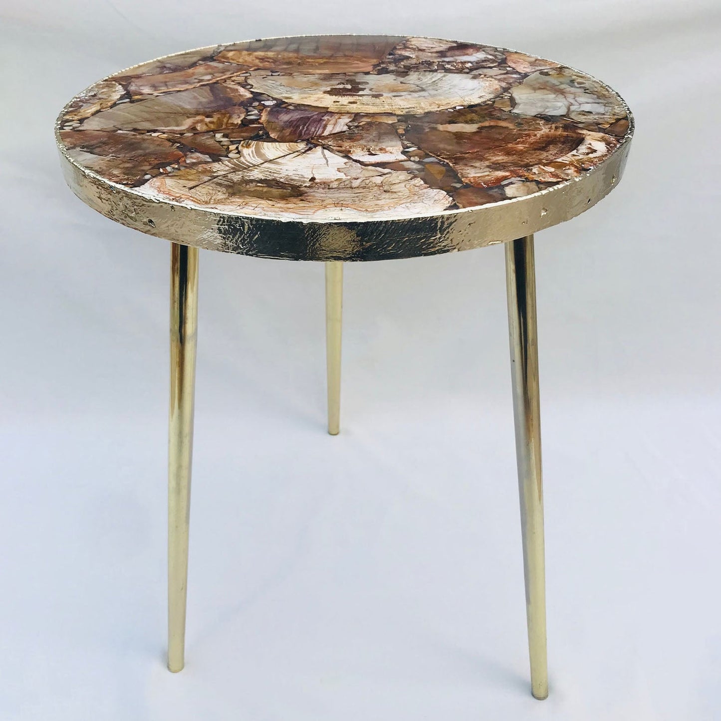 Petrified Wood Agate Round Edge Side/Coffee Table