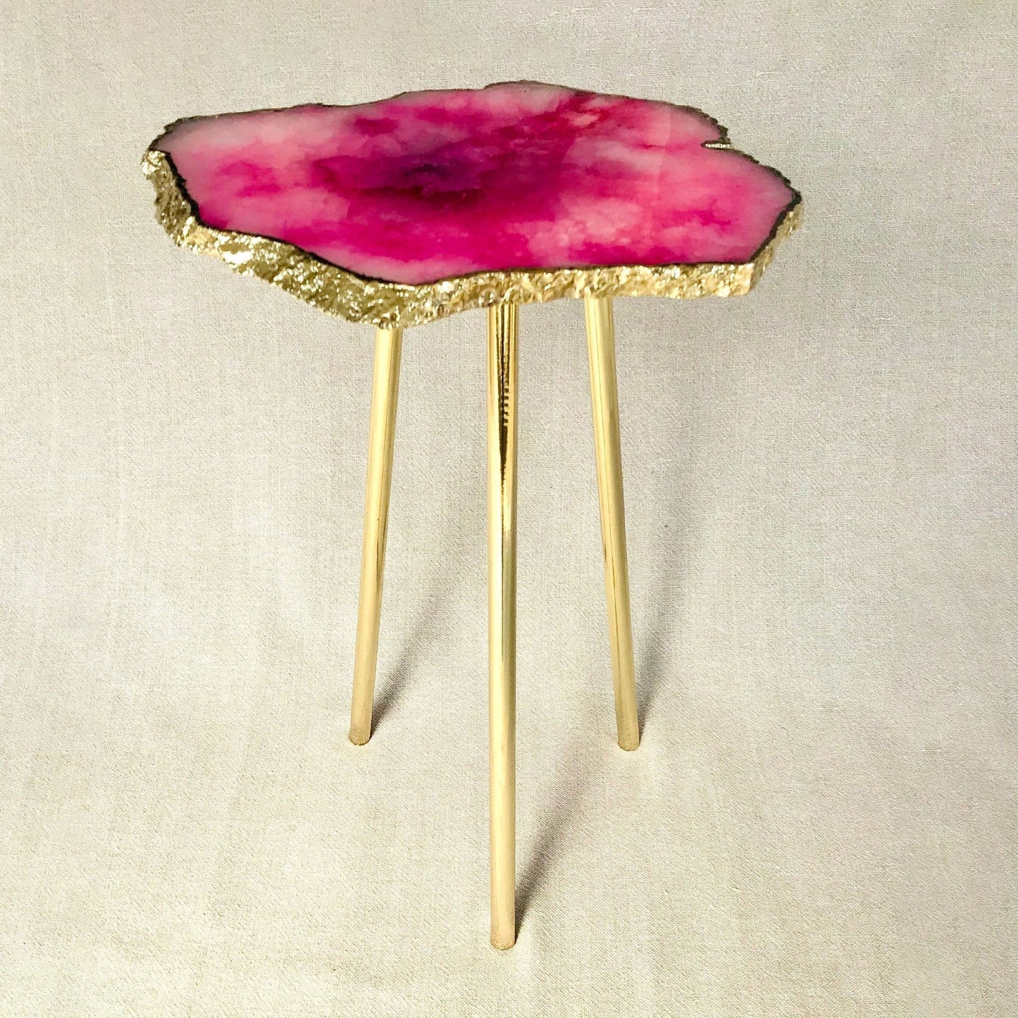 Petit verre à boissons/table en agate rose, pièce unique, cristal, pierre précieuse, quartz, bord organique.