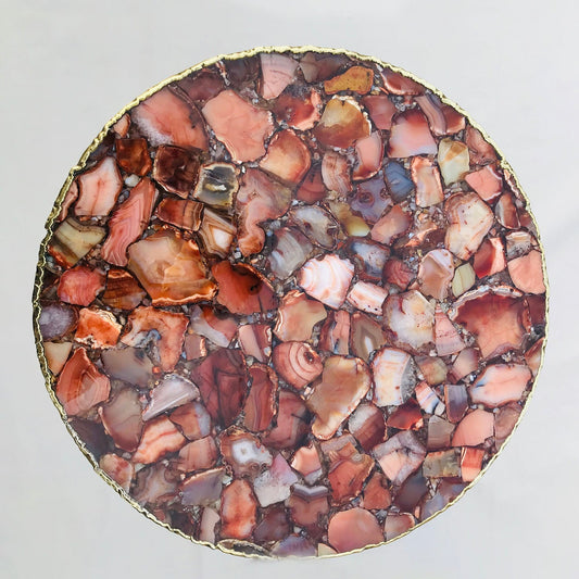 Red Agate Round Edge Side/Coffee Table