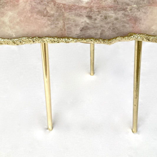 Rose Quartz Agate/Crystal/Gemstone/Quartz Organic Edge Side/Drink/Coffee Table