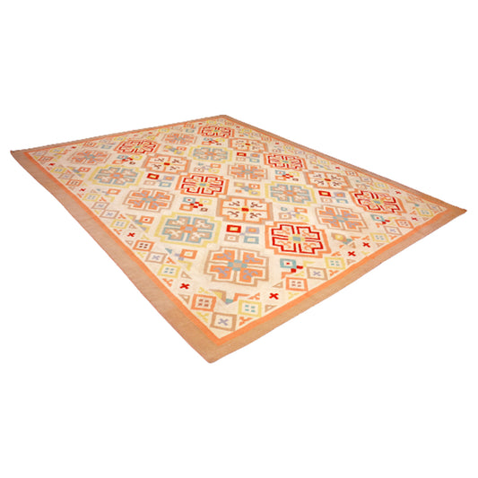 Vintage -Handwoven -Champagne- kilim-Rug