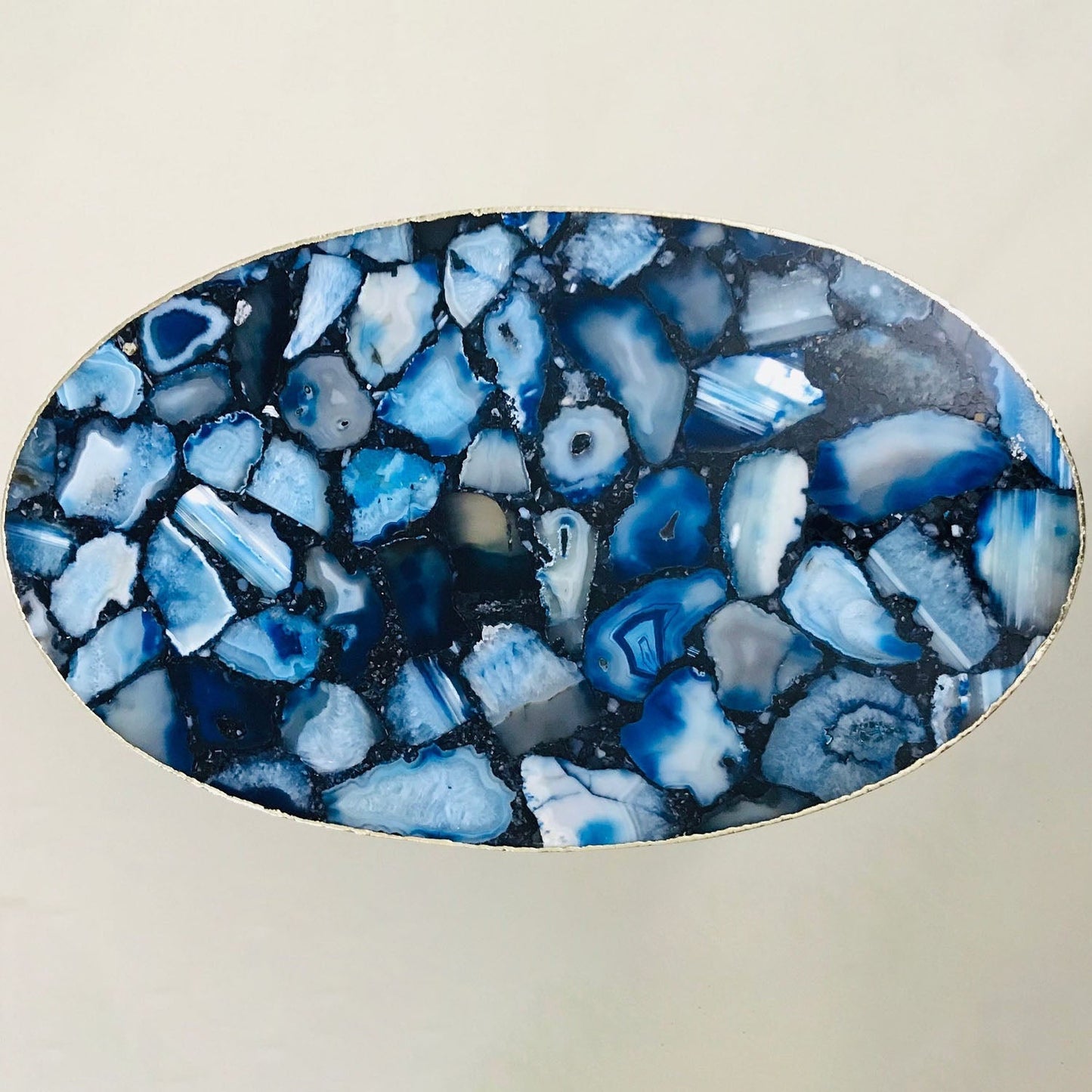 Blue Oval Agate Gemstone/Quartz Table