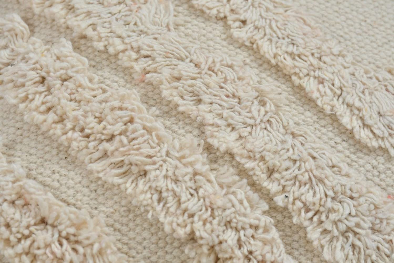 Boho Tufted Cushion Cover | 40x40cm | Cream | Textured Cotton | Handmade-2