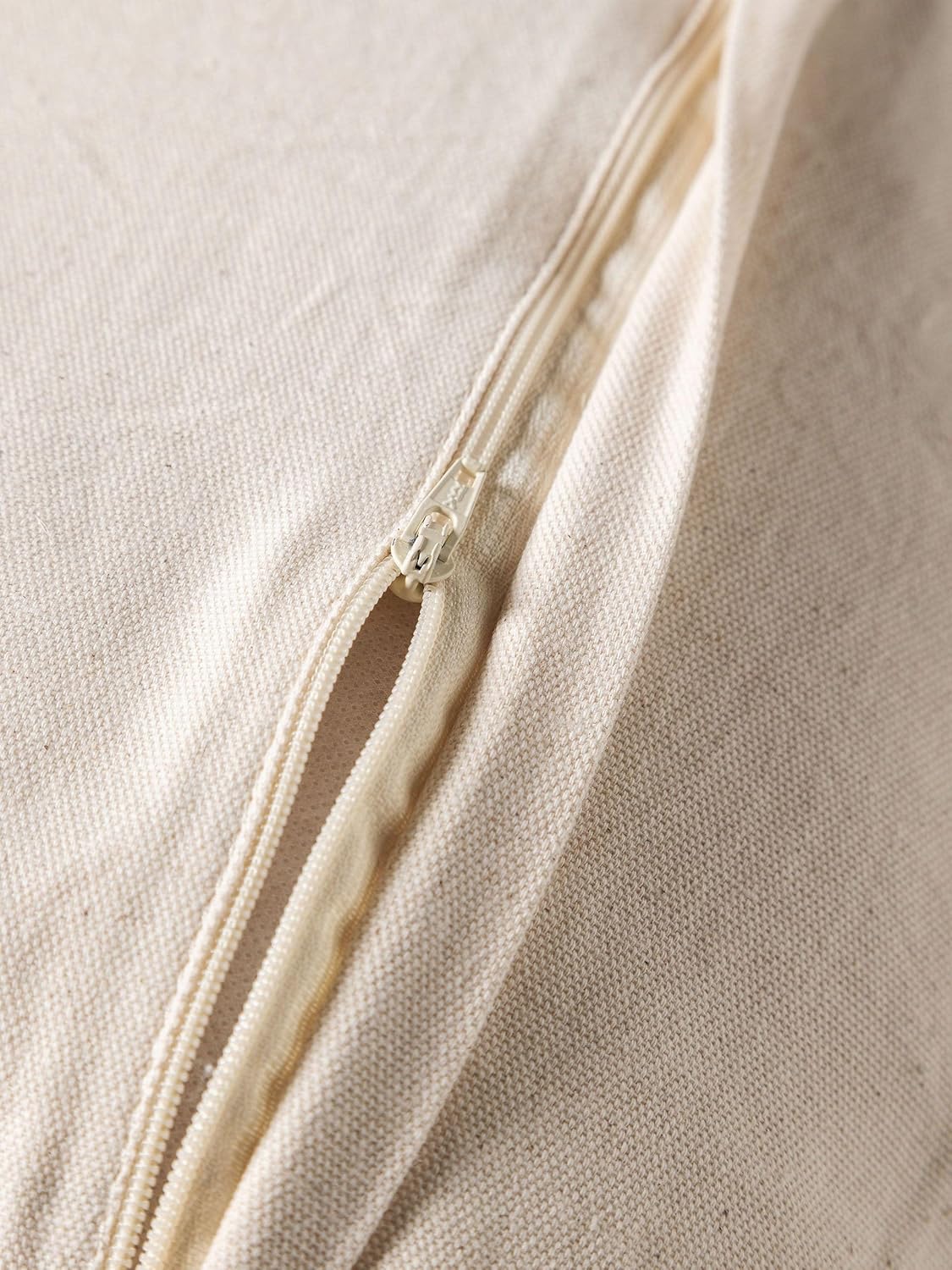 Boho Cushion Cover with Geometric Pattern | 45x45cm | Beige & White | Textured Cotton | Handmade-1