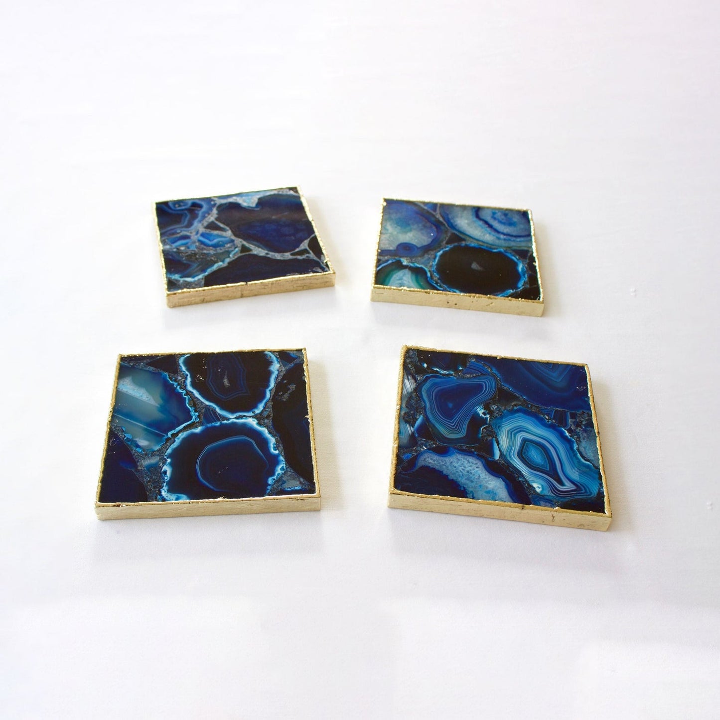 Blue Agate - Set of 4 Large Square Coasters | Personalised Momentos
