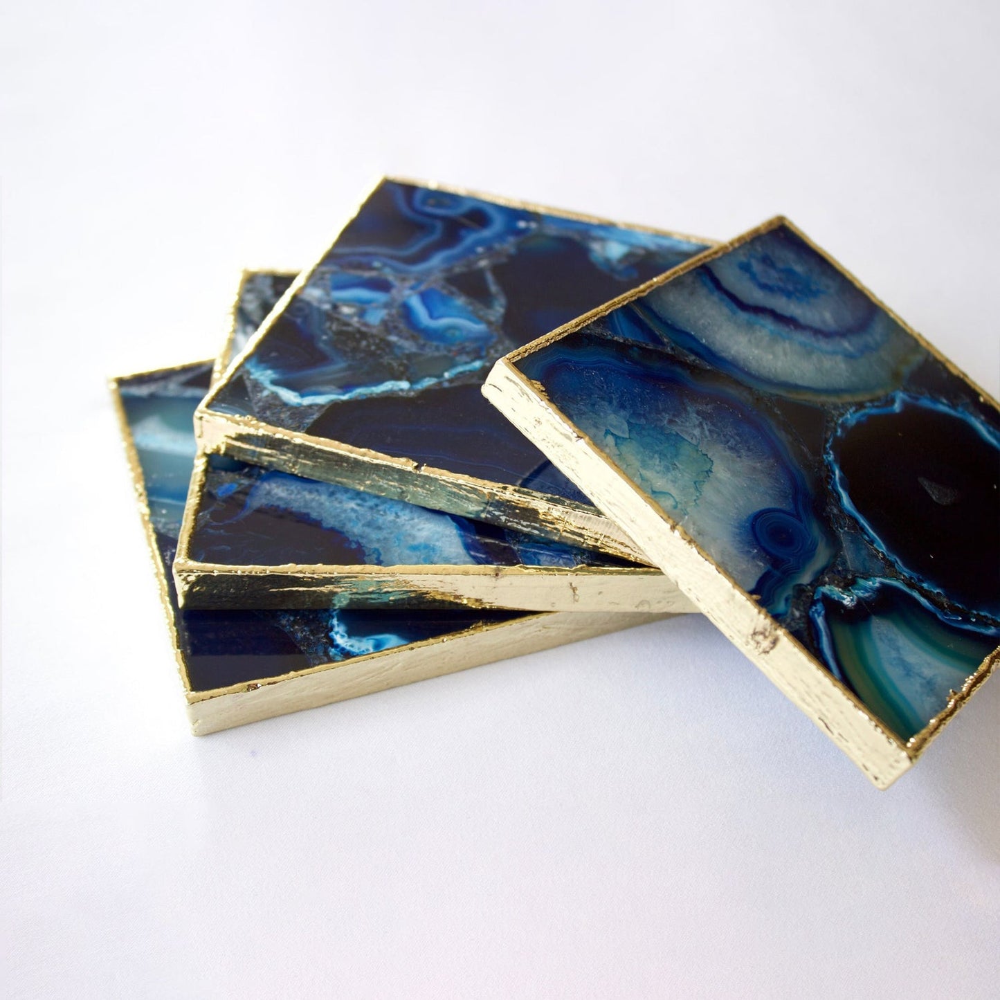Blue Agate - Set of 4 Large Square Coasters | Personalised Momentos