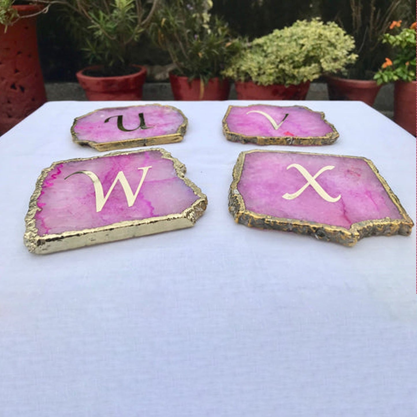 Pink Agate - Set of 4 Large Coasters/Personalised Momentos