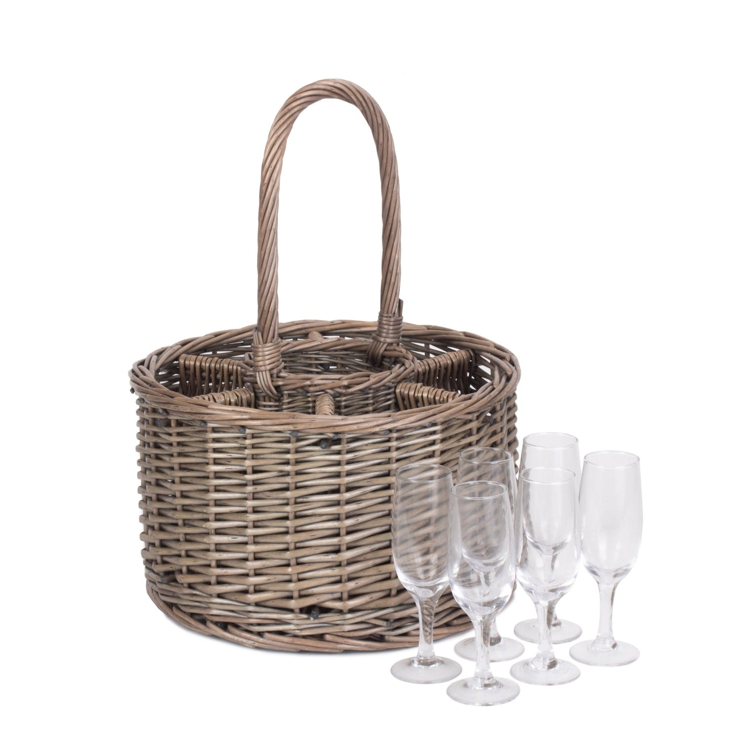 Panier à boissons en osier pour événement spécial avec verres