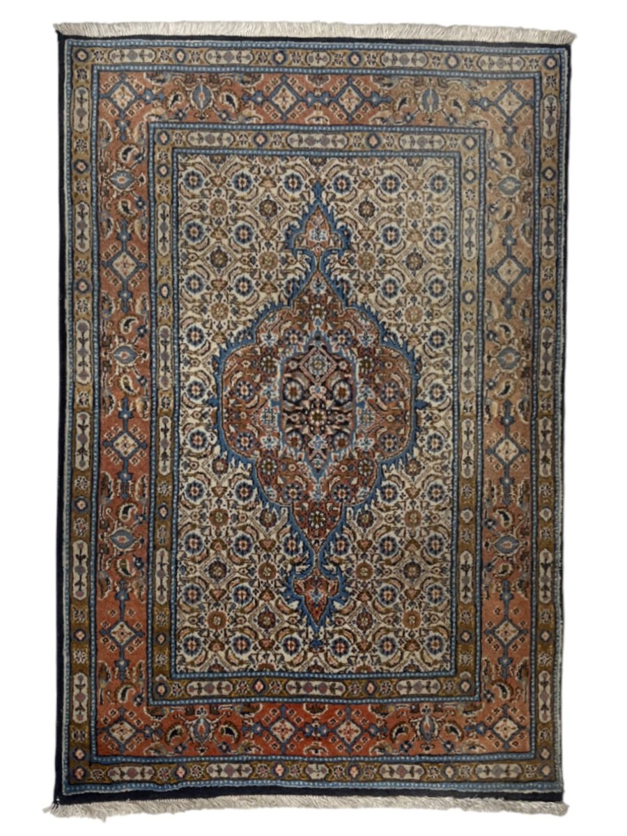 Moud Persian Vintage Hand Knotted Wool Rug - 120 x 80 cm