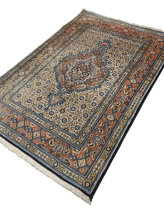 Moud Persian Vintage Hand Knotted Wool Rug - 120 x 80 cm