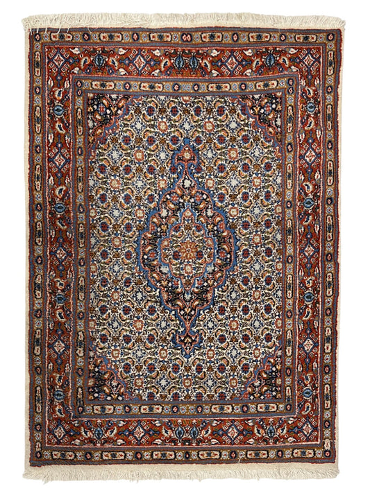 Moud Persian Vintage Hand Knotted Wool Rug - 150 x 100 cm