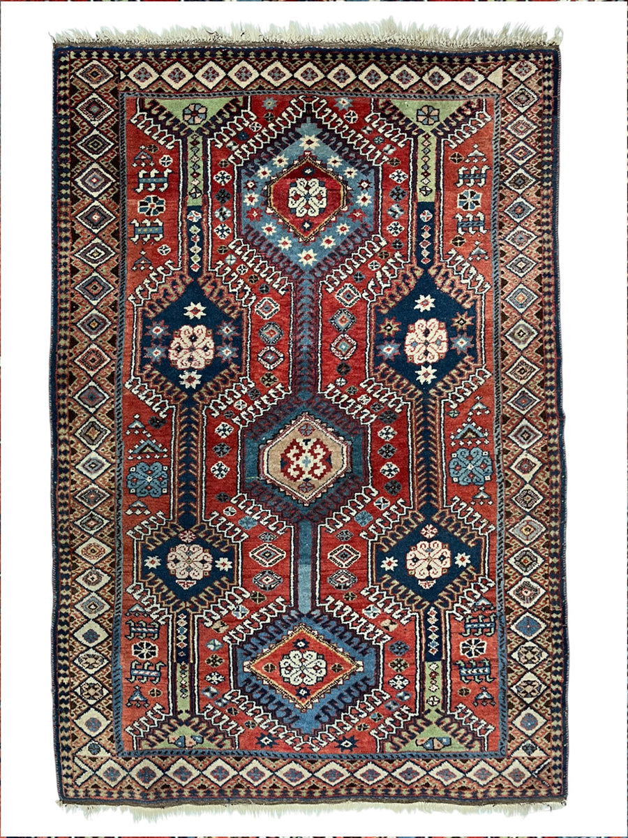 Yalameh Persian Vintage Hand Knotted Wool Rug - 160 x 100 cm