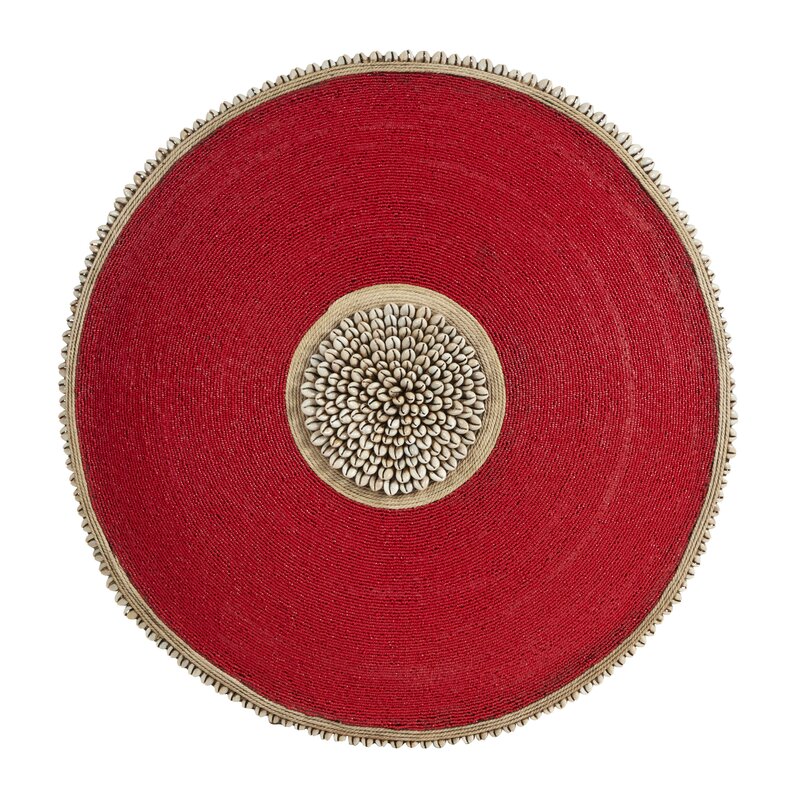 Beaded Cameroon Shield - Red-0