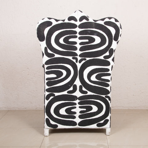 Yoruba Beaded Arm Chair Set of 2 | Black & White Crown Tip High Back