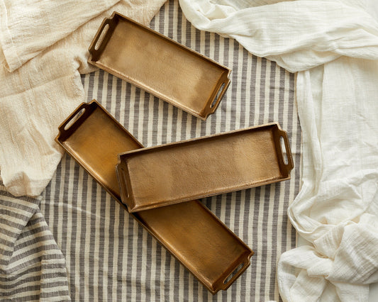 May Stylish Gold Serving Trays with Handles