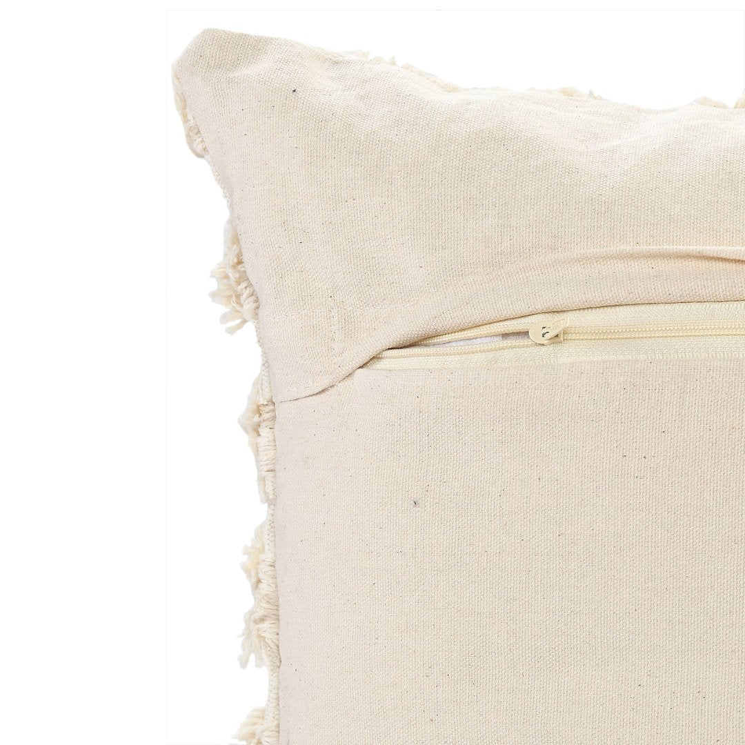 Boho Cushion Cover | 45x45cm | Cream Tufted Cotton | Textured Design-3