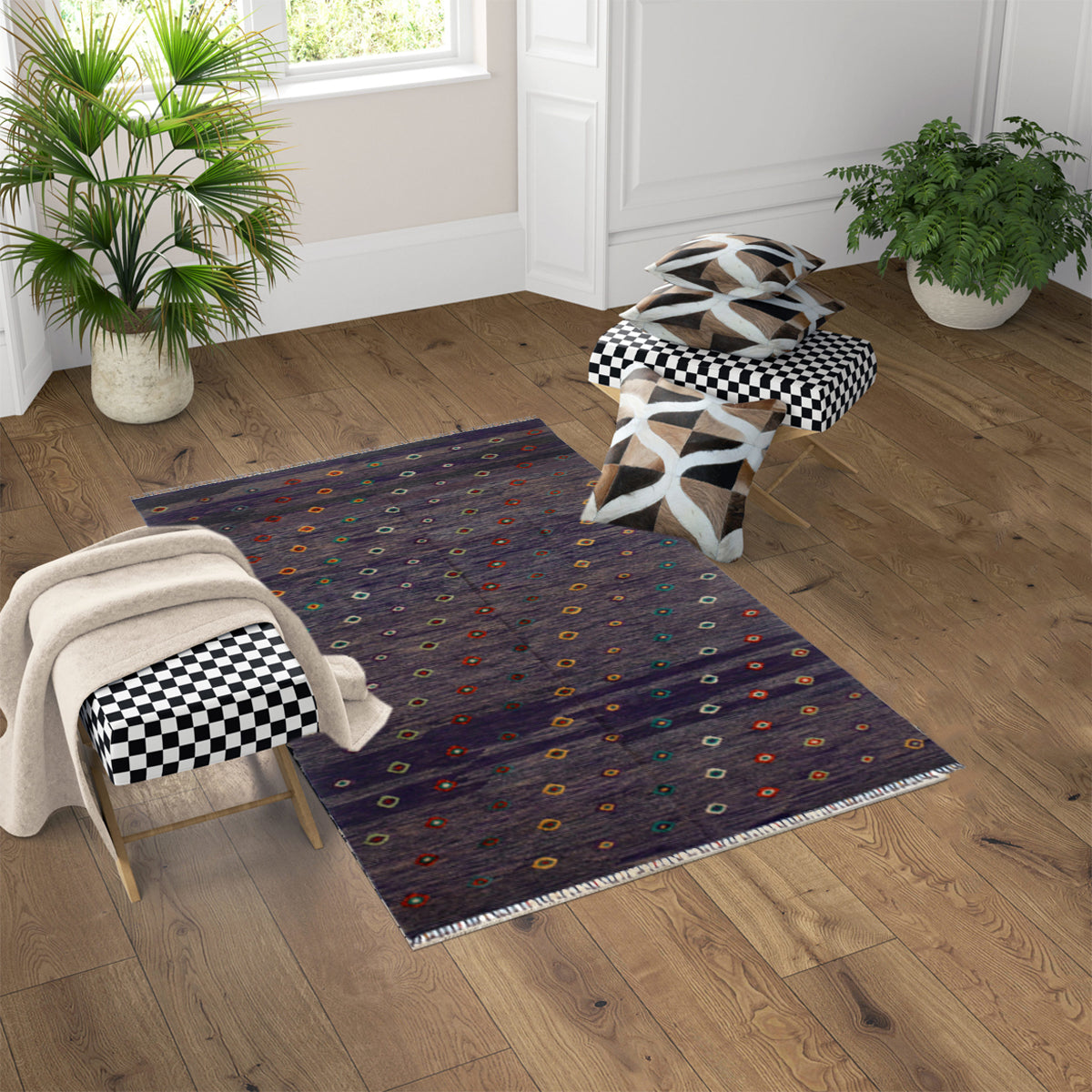 Soumak Ship Gray Kilim Rug-1