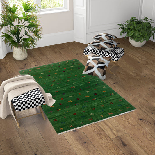 Soumak Everglade Green Kilim Rug-1