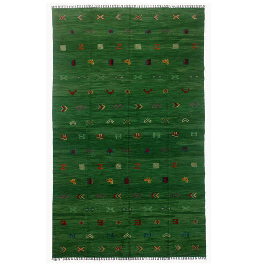 Soumak Everglade Green Kilim Rug-0
