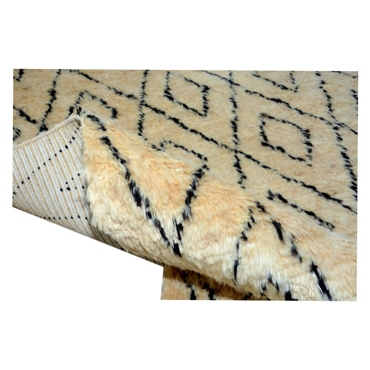 Moroccan- Yellow- Fluffy- Soft- Rug