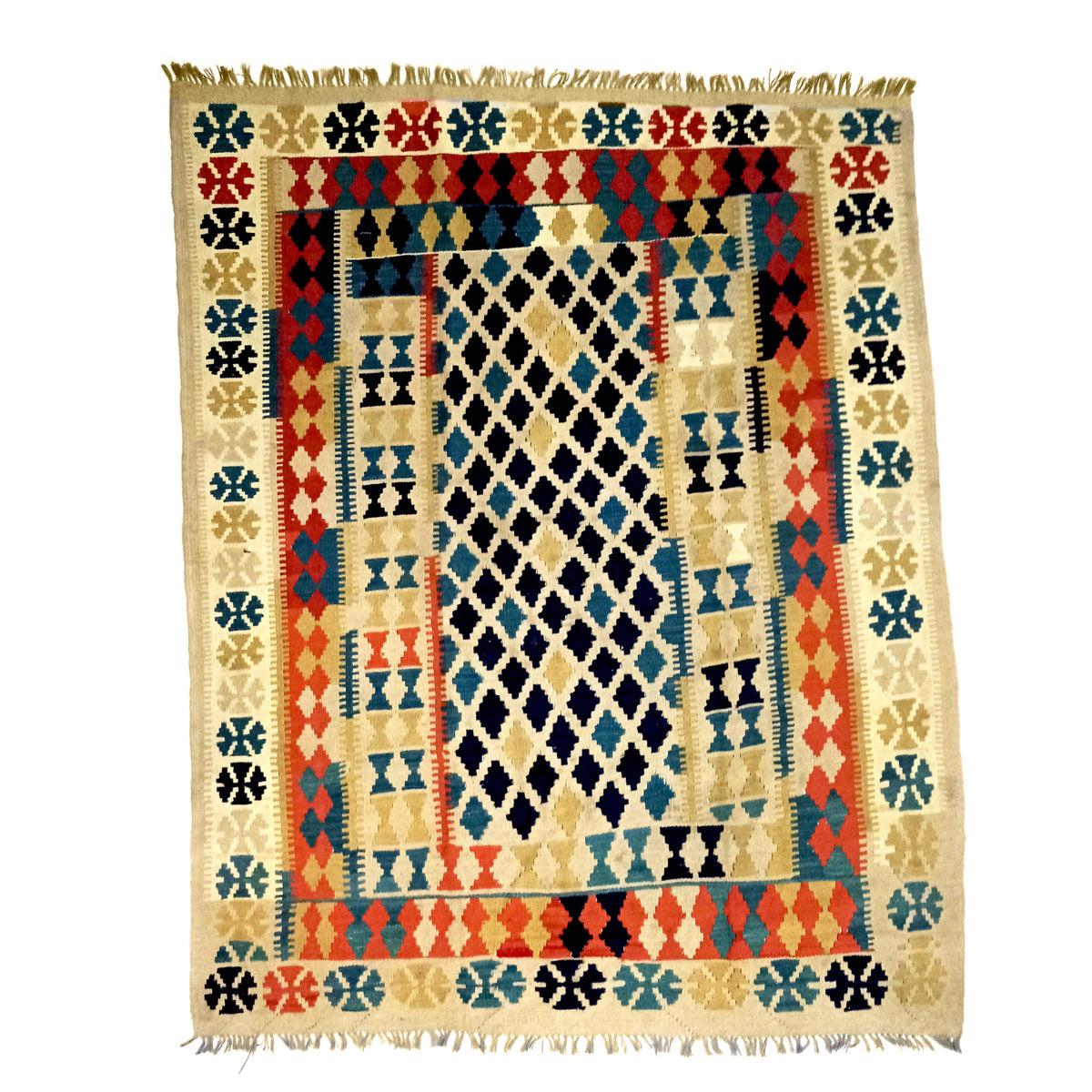 Handmade-Dairy-Cream-Kilim-Rug