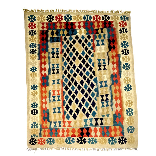Handmade-Dairy-Cream-Kilim-Rug