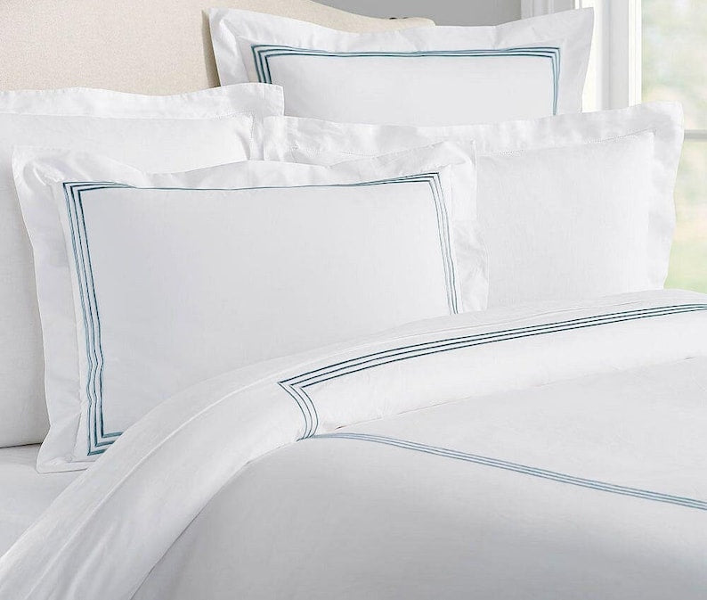 Lines - Pure Linen Embroidered Edge Duvet Cover Sets