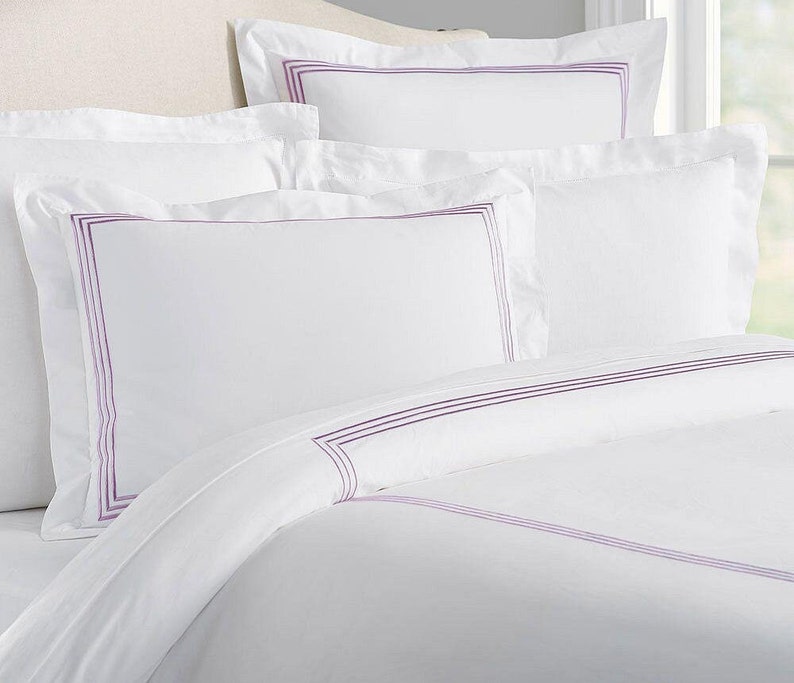 Lines - Linen Cotton Embroidered Edge Duvet Cover Sets