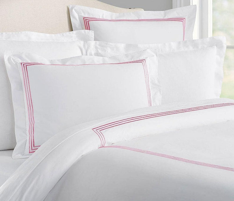 Lines - Linen Cotton Embroidered Edge Duvet Cover Sets