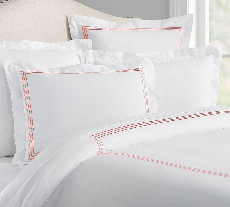 Lines - Linen Cotton Embroidered Edge Duvet Cover Sets