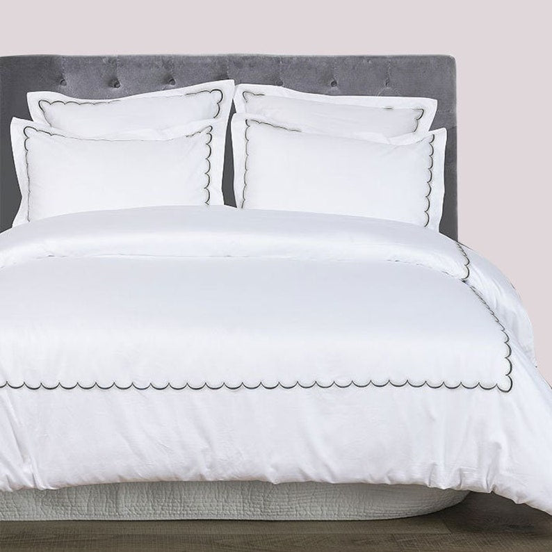 Scallops - Pure Linen Embroidered Edge Duvet Cover Sets