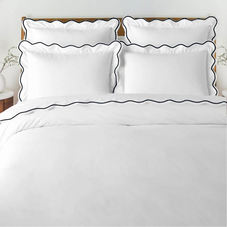 Waves - Pure Linen Embroidered Edge Duvet Cover Sets