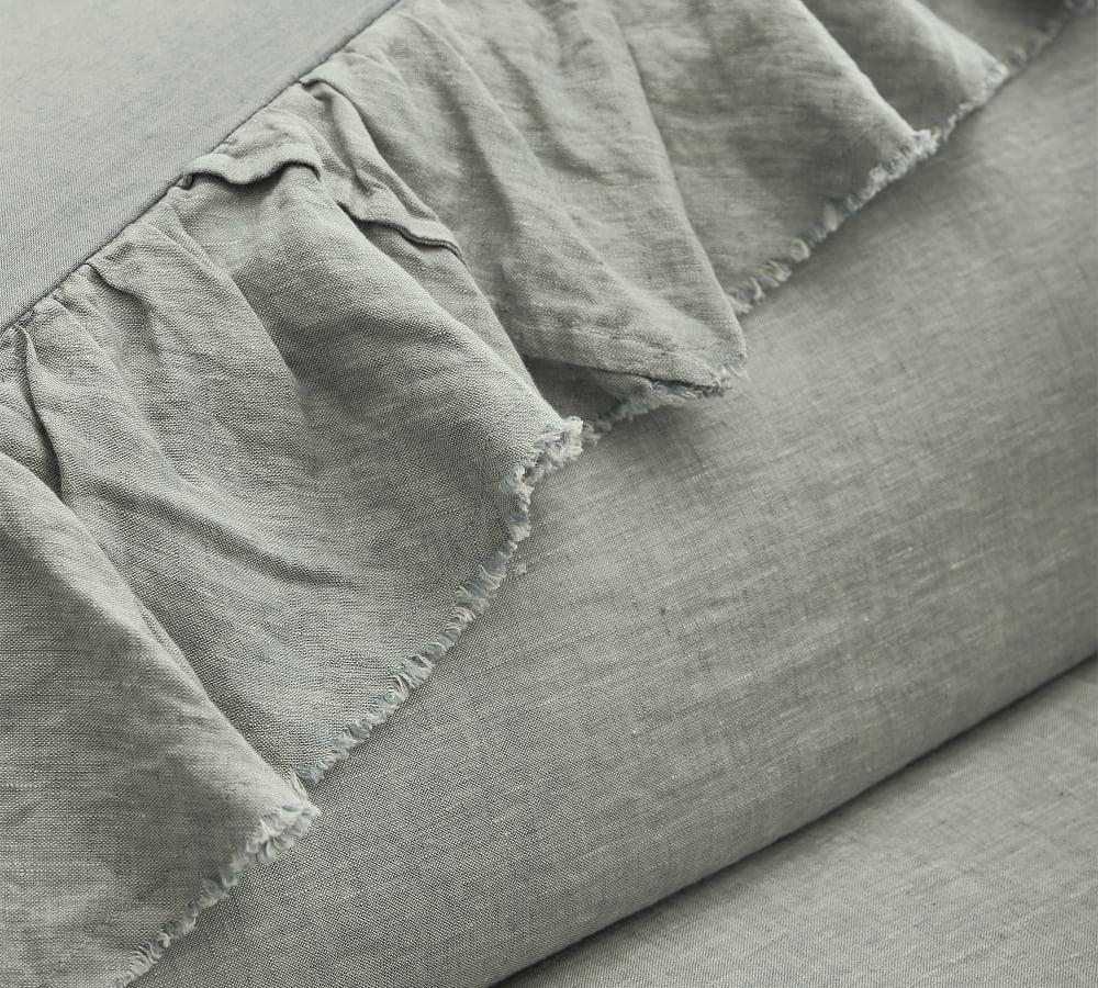 Sage Green - 100% Pure Linen | Linen Cotton Mix | 3 Piece Ruffle Duvet Cover Set | Handmade | Pre-washed | Soft