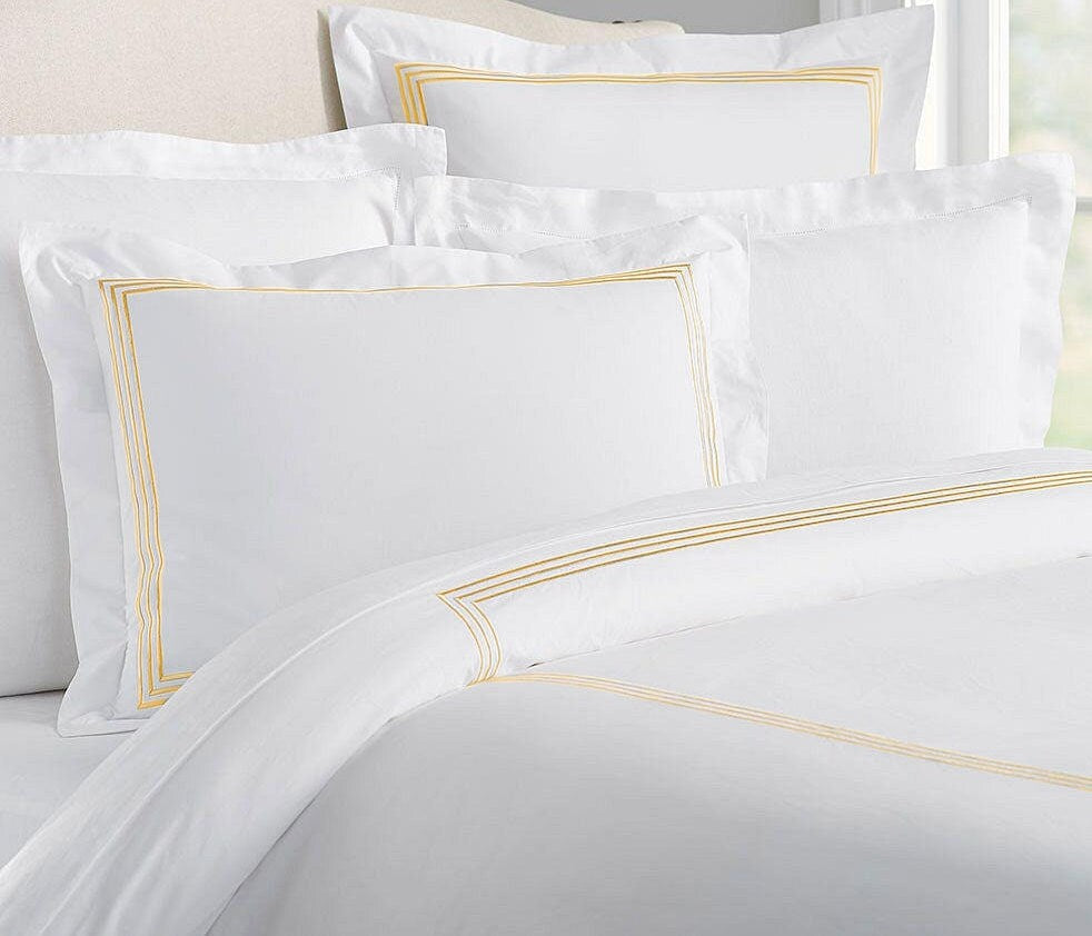 Lines - Pure Linen Embroidered Edge Duvet Cover Sets